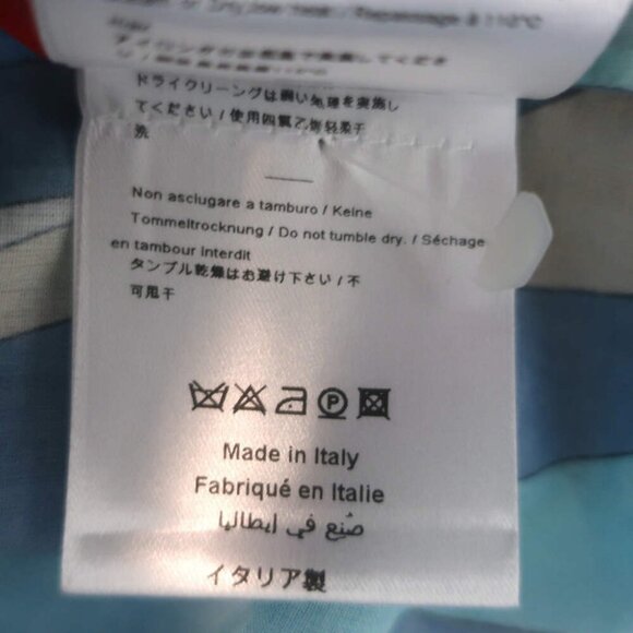 Emilio Pucci Marmo Print Shirt Blue Cotton Voile Size US 8 Long Sleeve Top - Picture 8 of 8